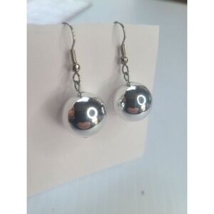 Silvertone Bead Dangle Earrings